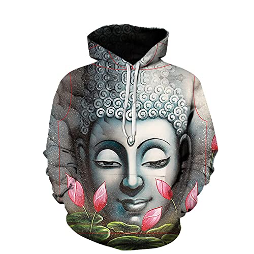 LIVBH Unisex 3D Druck Hoodies Unisex Hoodies Neuheit Buddha Print 3D Patternv Kapuzenpullover mit Tasche,Buddha-4,m von LIVBH