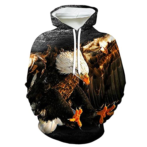 LIVBH Unisex 3D Hoodie Herren 3D Realistische Casual Hoodies Fronttasche Pullover Langarm Sweatshirt Hip Hop Jugend Hoody-Adler 9_m von LIVBH