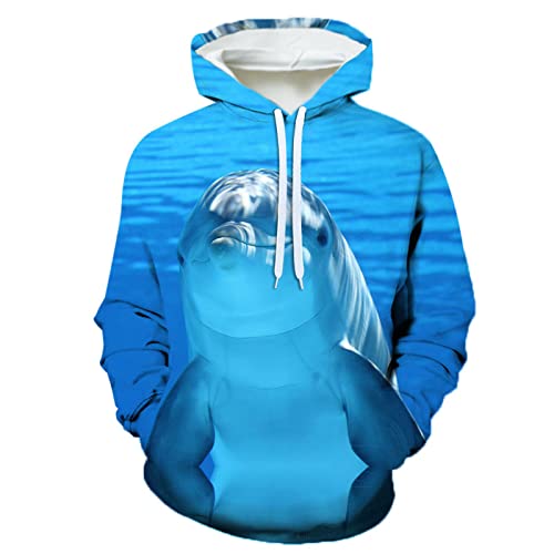 LIVBH Unisex Hoodie Unisex Bunte Grafik Hoodies 3D Print Cooles Sweatshirt Cooles Design mit Tasche für Männer und Frauen,Delfin,XL von LIVBH
