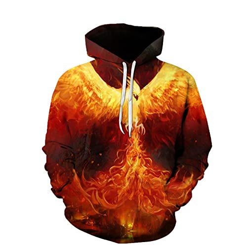 LIVBH Unisex Kapuzenpullover Unisex Anime Hoodie 3D Hoodie Pullover Sweatshirt für Frauen und Männer Cosplay Kostüm,Phönix-1,4XL von LIVBH