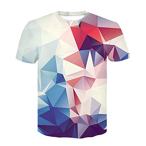 Unisex T Shirts 3D Drucken Kurzarm Herren Daily Plus Size T-Shirt Grafik 3D-Druck Kurzarm-Oberteile Streetwear Punk & Gothic Rundhalsausschnitt,Gitter,XL von LIVBH