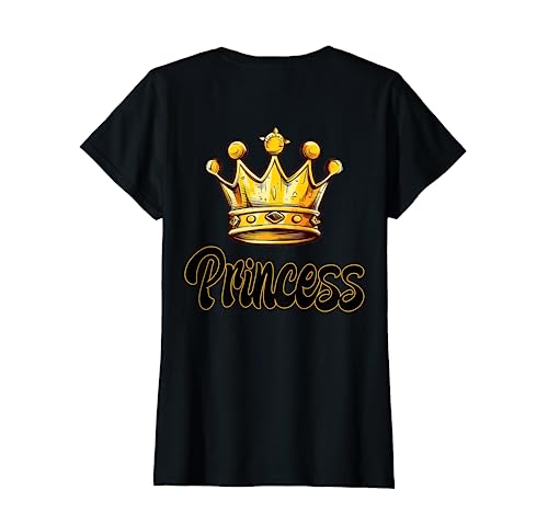 Damen Princess Schriftzug schwarz/gelb mit großer gelb/gold Krone T-Shirt Damen Princess Schriftzug schwarz/gelb mit großer gelb/gold Krone T-Shirt von LIVE FREE DIE PROUD