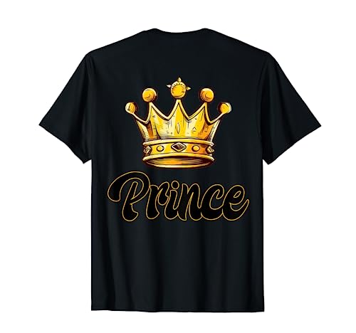 Herren Prince Schriftzug schwarz/gelb mit großer gelb/gold Krone T-Shirt von LIVE FREE DIE PROUD
