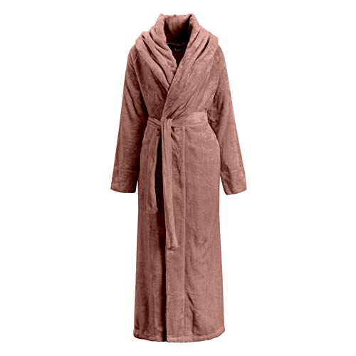 LIVEINU Unisex Warm Plüsch Bademäntel mit Schalkragen Extra Lang Saunamantel mit Gürtel Tasche Reisebademantel Morgenmantel Bathrobe Weich Super Flauschig Violett EU L von LIVEINU