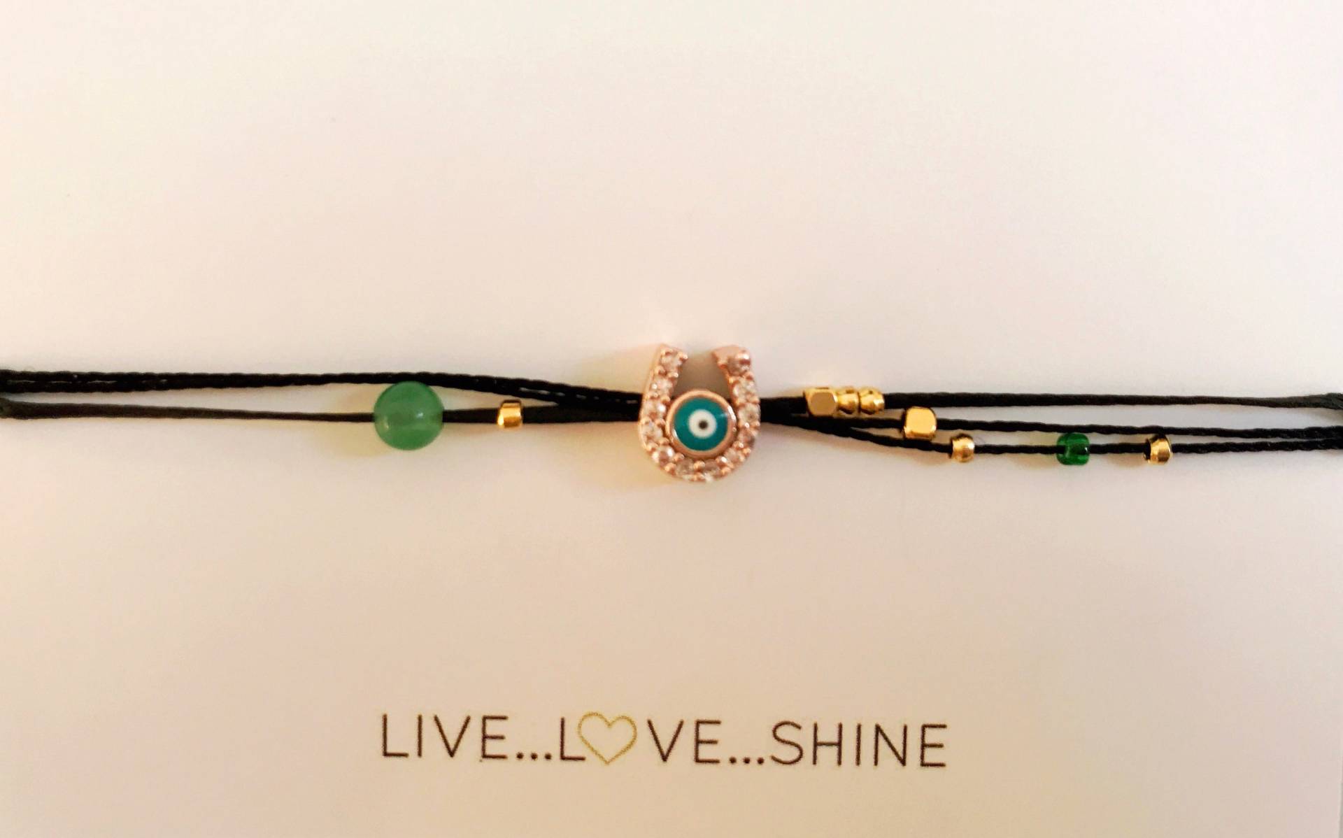 Pflastern Zirkonia Rose Vergoldet Pferd Schuh & Auge Freundschaftsarmband Mit Aventurin Perle von LIVELOVESHINE13