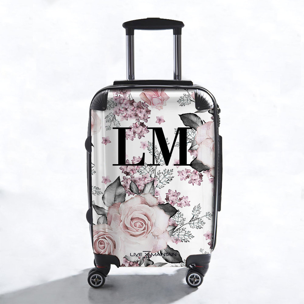 Personalisierter Koffer Mit Blumenblüten-Initialen | Marmorkoffer Maßgeschneidertes Gepäck Reisen Personalisiertes von LIVExMAINTAINLTD