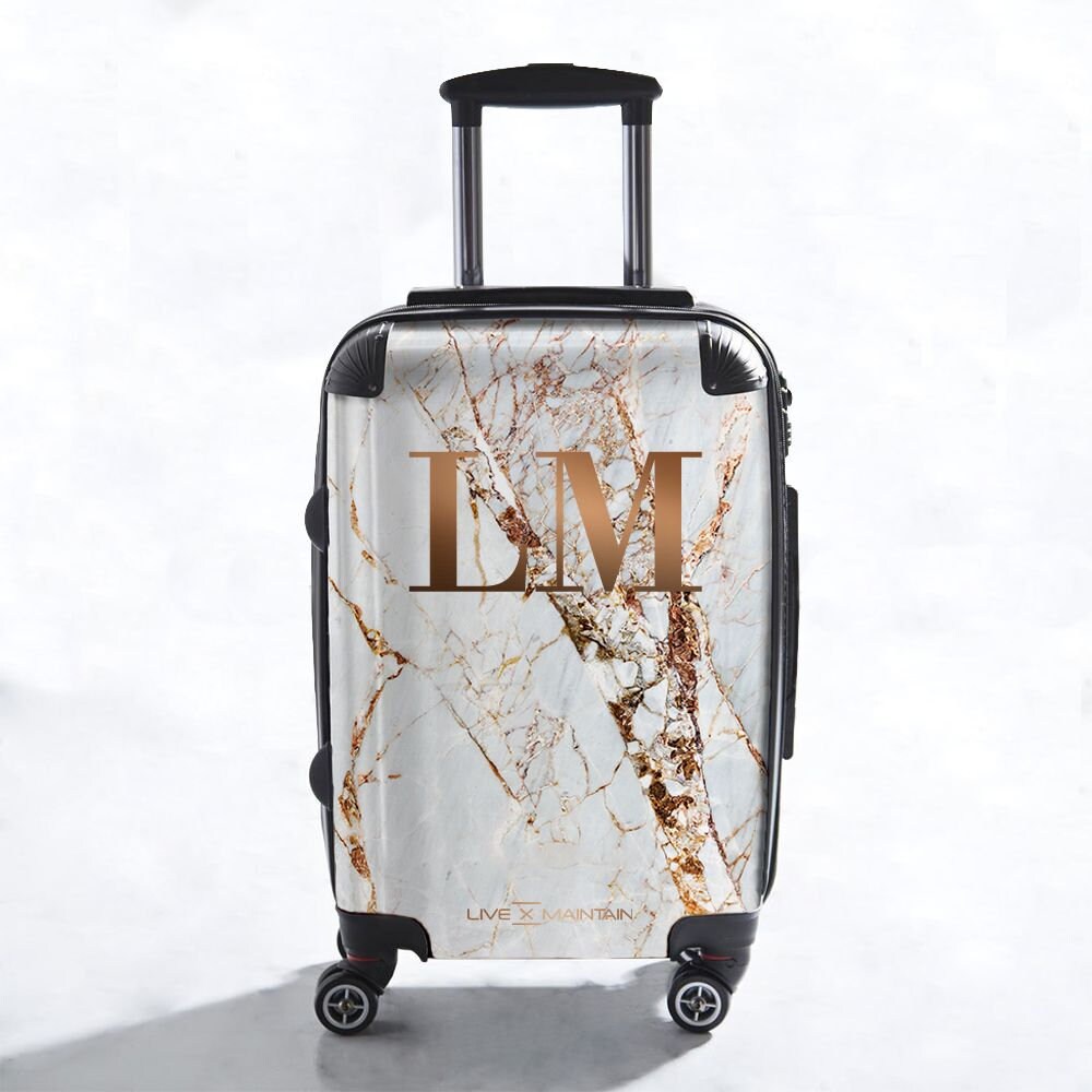 Personalisierter Marmor-Bronze-Anfangskoffer | Kabinenkoffer Maßgeschneiderter Koffer Marmorkoffer Maßgeschneidertes Gepäck| Personalisiertes Gepäck von LIVExMAINTAINLTD