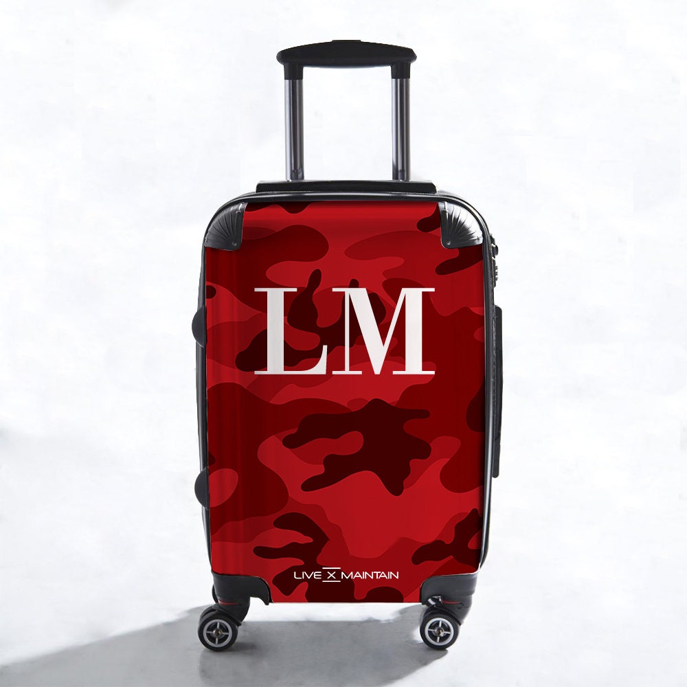 Personalisierter Roter Camouflage-Initialen-Koffer | Maßgeschneiderter Koffer Marmorkoffer Maßgeschneidertes Gepäck Reisen Personalisiertes von LIVExMAINTAINLTD