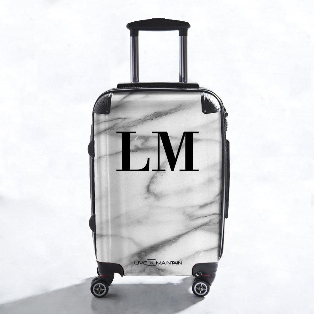 Personalisierter Weißer Pentelic-Marmor-Initialen-Koffer | Maßgeschneiderter Koffer Marmorkoffer Maßgeschneidertes Gepäck| Personalisiertes Gepäck von LIVExMAINTAINLTD