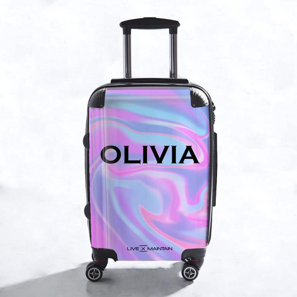 Personalisierter Luxe Blauer Namenskoffer | Cabochon Koffer Individuell Marmor Benutzerdefiniertes Gepäck Personalisiertes von LIVExMAINTAINLTD