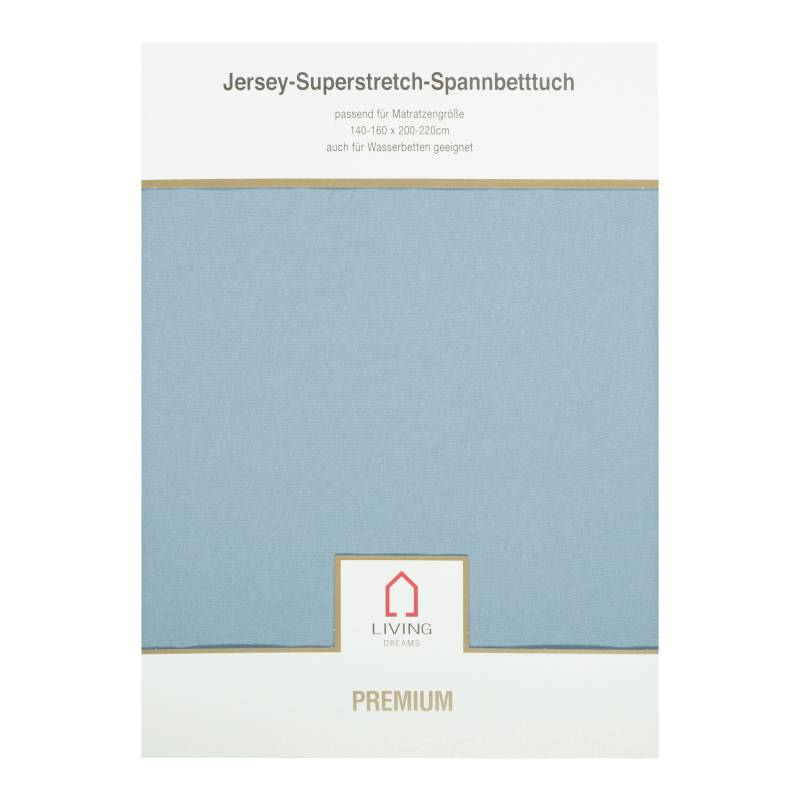 LIVING DREAMS - Jers.Elasthan-Spannbet.PREMIUM pastell blau 602 von LIVING DREAMS