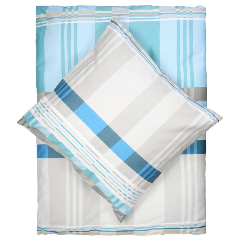 LIVING DREAMS - Satin-Bettwäsche sand/blue von LIVING DREAMS