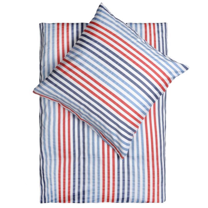 LIVING DREAMS - Satin-Bettwäsche white/red/blue von LIVING DREAMS