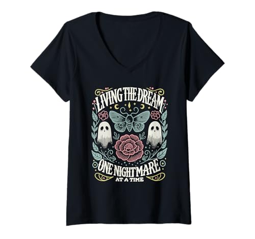 Damen Lustiges Design Living The Dream One Nightmare at The Time T-Shirt mit V-Ausschnitt Damen Lustiges Design Living The Dream One Nightmare at The Time T-Shirt mit V-Ausschnitt von LIVING THE DREAM ONE NIGHTMARE AT THE TIME