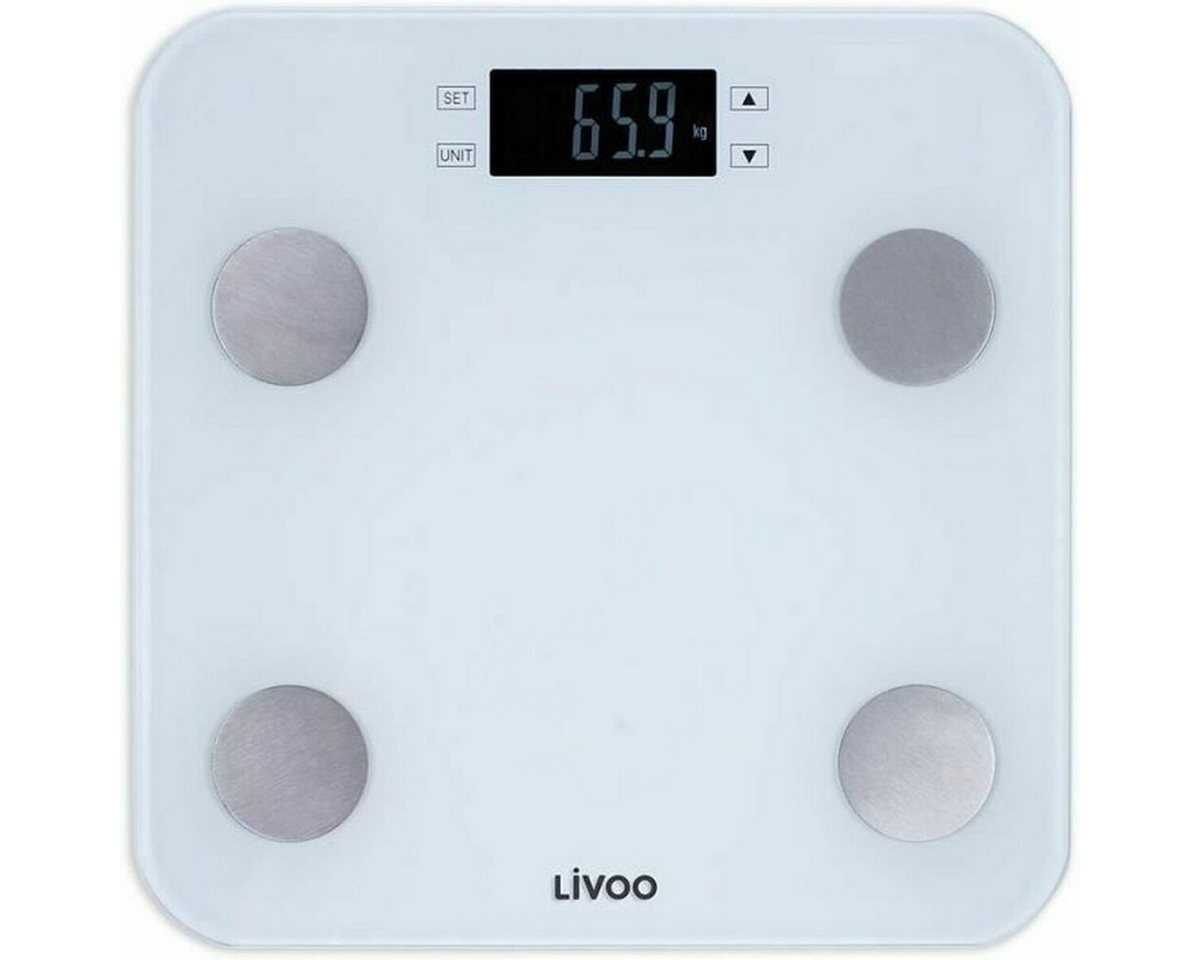 LIVOO Personenwaage Digitale Personenwaage Livoo DOM427W Weiß Gehärtetes Glas 180 kg von LIVOO