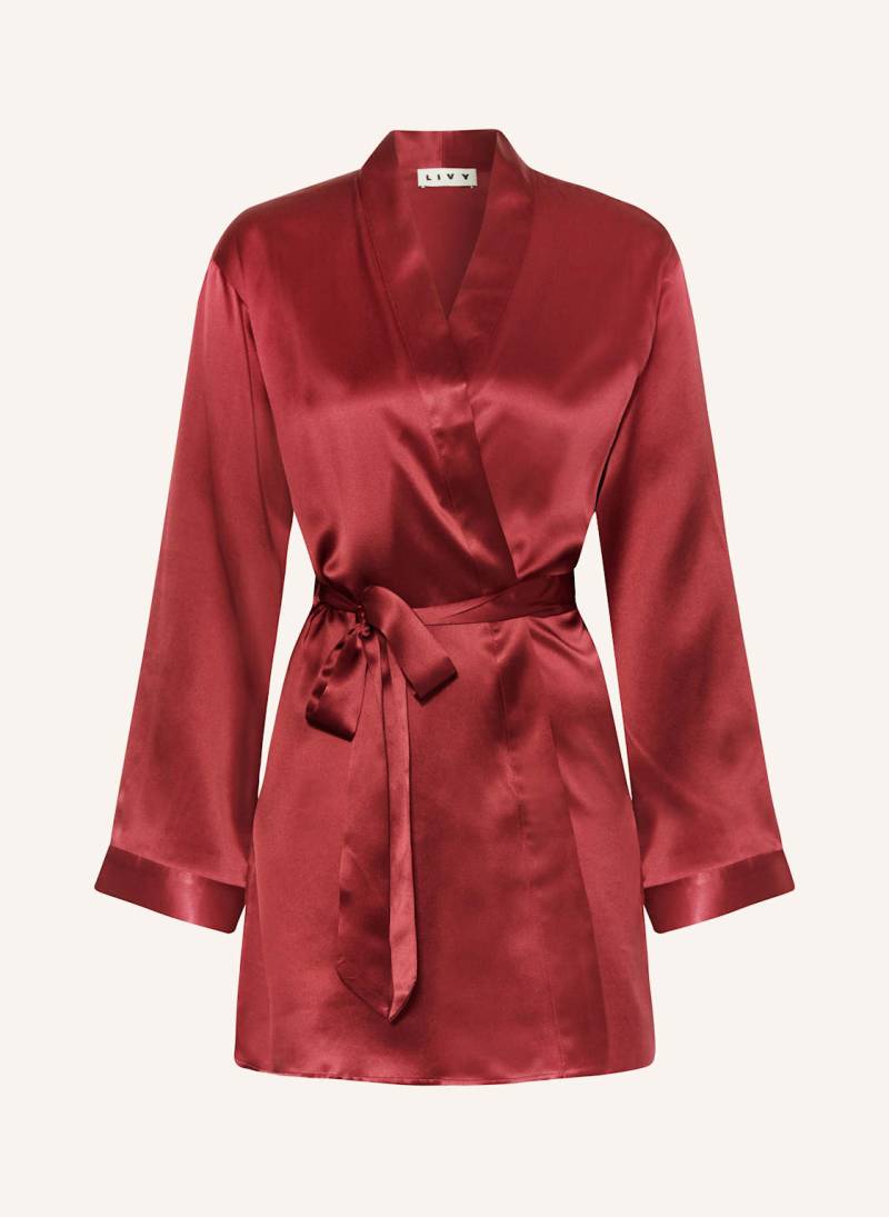 Livy Damen-Bademantel Jones Aus Seide rot von LIVY