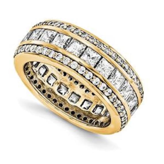 Liv 14K Gelbgold Diamant Eternity Princess Band Ring 3.38Ct G/Vs1 Auf Bestellung von LIVbyLIVjewelers