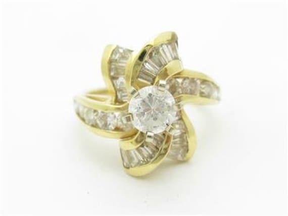 Liv 14K Gelbgold Diamant Verlobungsring Mit Simuliertem Weißem Saphir Mittelstein von LIVbyLIVjewelers