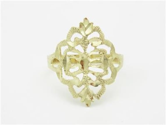 Liv 14K Gelbgold Diamantschliff Vintage Design Filagree Band Handgemachte Ring Geschenk von LIVbyLIVjewelers