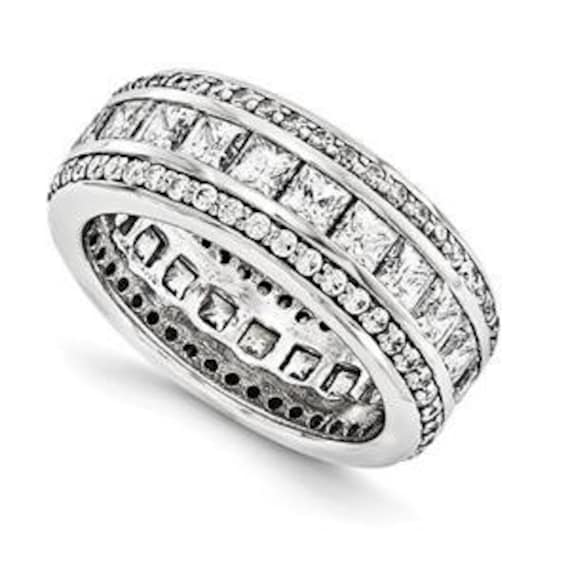 Liv 14K Weißgold Diamant Eternity Princess Band Ring 3.38Ct G/Vs1 Auf Bestellung von LIVbyLIVjewelers