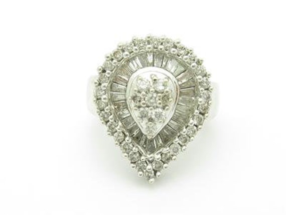Liv 14K Weißgold & Diamanten Birnenform Design Halo Band Statement Ring Geschenk von LIVbyLIVjewelers