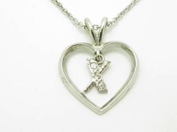 Liv 14Kt Weißgold Echter Weißer Diamant Offenes Herz "x" Design Drop Halskette Geschenk von LIVbyLIVjewelers