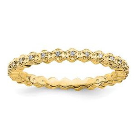 Liv Gelbgold Sterlingsilber & Weiße Diamanten Eternity Stapelbarer Bandring von LIVbyLIVjewelers