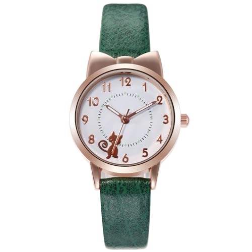 LIWEARE Damenuhr Damenmode Quarzuhr PU- Lederarmband Einfache lässige Armbanduhr für Damen Mädchen (Grün) von LIWEARE