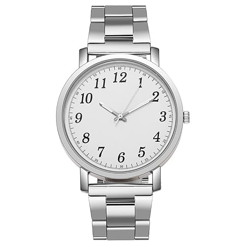 LIWEARE Herren Analog Quarz Uhr mit Edelstahl Armband Herren Business Watch für Männer und Frauen (Damenuhr - Weißer Spiegel) von LIWEARE