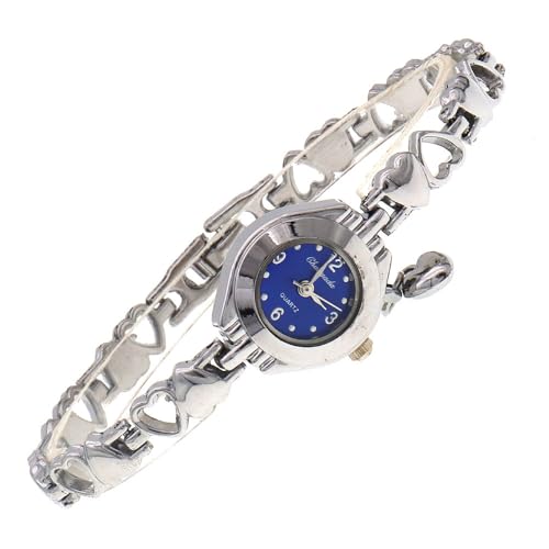 LIWEARE Retro Quarzuhr Klassische Damen Armbanduhren Frauen hohe Qualität Silber Armbanduhr Vintage weibliche Uhr (Silber dunkelblau) von LIWEARE