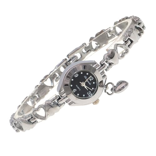 LIWEARE Retro Quarzuhr Klassische Damen Armbanduhren Frauen hohe Qualität Silber Armbanduhr Vintage weibliche Uhr (Silber schwarz) von LIWEARE
