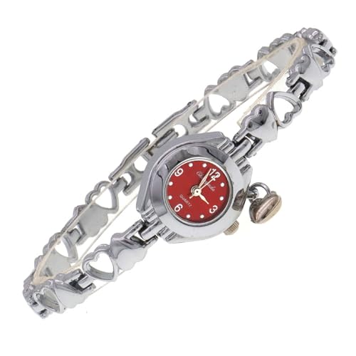 LIWEARE Retro Quarzuhr Klassische Damen Armbanduhren Frauen hohe Qualität Silber Armbanduhr Vintage weibliche Uhr (Silberrot) von LIWEARE