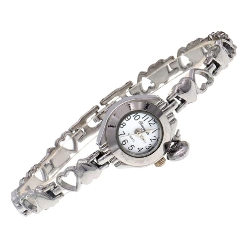 LIWEARE Retro Quarzuhr Klassische Damen Armbanduhren Frauen hohe Qualität Silber Armbanduhr Vintage weibliche Uhr (Silberweiß) von LIWEARE
