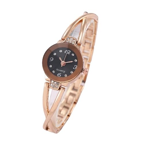 LIWEARE Trendy Frauen Armband Uhr, Kleine Zifferblatt Quarz Freizeit Beliebte Armbanduhr Weibliche Elegante Uhren (Roségold Schwarz) von LIWEARE