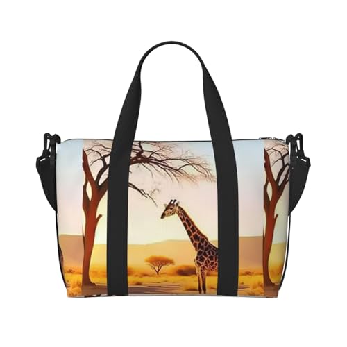 Afrika Giraffe Majestic Tree Print Weekender Bag Sport Gym Bag Damen Herren Krankenhaustasche Persönliche Reisetasche Handgepäcktasche, Schwarz, Einheitsgröße, Schwarz, Einheitsgröße, Schwarz von LIXLZH