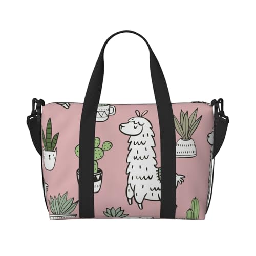 Alpaka und Kaktus Print Weekender Bag Sport Gym Bag Damen Herren Krankenhaustasche Persönliche Reisetasche Handgepäcktasche, Schwarz, Einheitsgröße, Schwarz, Einheitsgröße, Schwarz , Einheitsgröße von LIXLZH