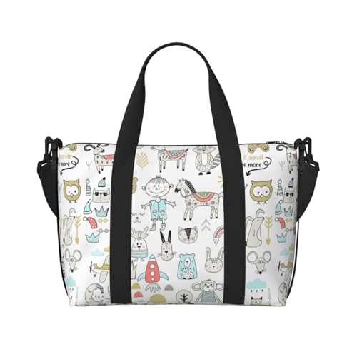 Animal Rabbit Fox Dee Print Weekender Bag Sport Gym Bag Women Men Hospital Bag Personal Travel Bag Carryon Bag, Black, One Size, Schwarz, One Size von LIXLZH