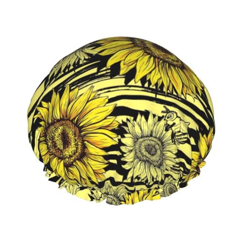 Bees Sunflowe Duschhaube, doppellagig, für Damen und Herren, Duschhaube, Salon, Heimgebrauch Bees Sunflowe Duschhaube, doppellagig, für Damen und Herren, Duschhaube, Salon, Heimgebrauch von LIXLZH