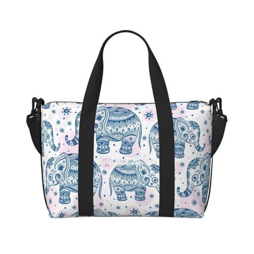 Boho Elefanten-Print Weekender Bag Sport Gym Bag Damen Herren Krankenhaustasche Persönliche Reisetasche Handgepäcktasche Schwarz Einheitsgröße, Schwarz, One Size Boho Elefanten-Print Weekender Bag Sport Gym Bag Damen Herren Krankenhaustasche Persönliche Reisetasche Handgepäcktasche Schwarz Einheitsgröße, Schwarz, One Size von LIXLZH
