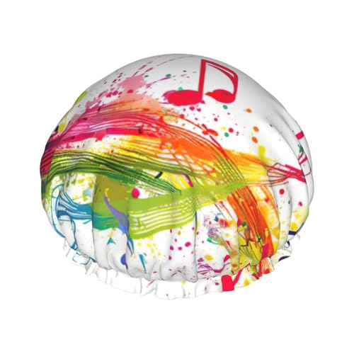 Bunte Musiknoten Druck Doppellagige Duschhaube Baden Duschhauben Damen Herren Duschhauben Salon Heimgebrauch Bunte Musiknoten Druck Doppellagige Duschhaube Baden Duschhauben Damen Herren Duschhauben Salon Heimgebrauch von LIXLZH