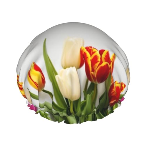 Bunte Tulpen Druck Doppellagige Duschhaube Baden Duschhauben Damen Herren Duschhauben Salon Heimgebrauch Bunte Tulpen Druck Doppellagige Duschhaube Baden Duschhauben Damen Herren Duschhauben Salon Heimgebrauch von LIXLZH