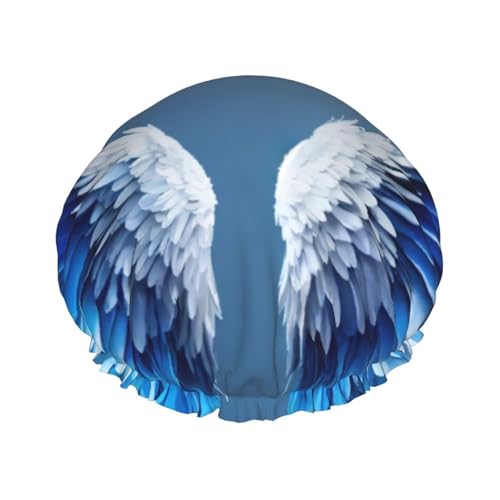 Doppelschichtige Duschhaube mit Engelsflügel-Aufdruck, Baden, Duschhaube, für Damen und Herren, Duschhaube, Salon, Heimgebrauch von LIXLZH