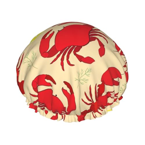 Doppelschichtige Duschhaube mit Hummer- und Krabben-Druck, für Damen und Herren, für den Heimgebrauch Doppelschichtige Duschhaube mit Hummer- und Krabben-Druck, für Damen und Herren, für den Heimgebrauch von LIXLZH
