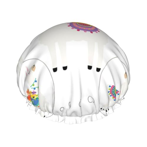 Doppelschichtige Duschhaube mit Lama-Druck, für Damen und Herren, Duschhaube, Salon, Heimgebrauch von LIXLZH