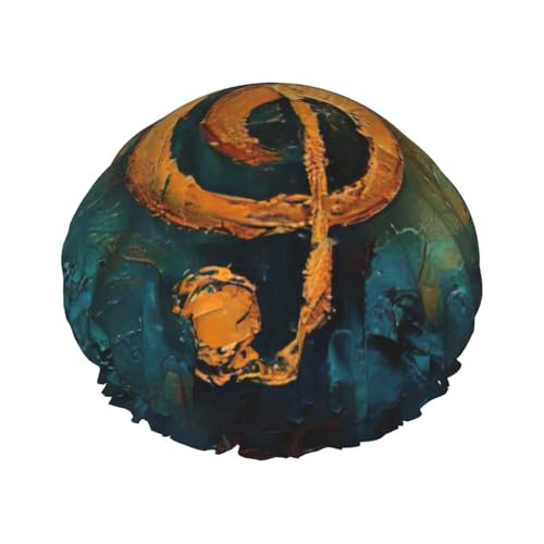 Doppelschichtige Duschhaube mit Musik-Symbol-Druck, Baden, Duschhaube, für Damen und Herren, Duschhaube, Salon, Heimgebrauch von LIXLZH