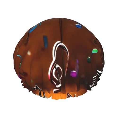 Doppelschichtige Duschhaube mit Musiknoten-Aufdruck, Baden, Duschhaube, für Damen und Herren, Duschhaube, Salon, Heimgebrauch von LIXLZH