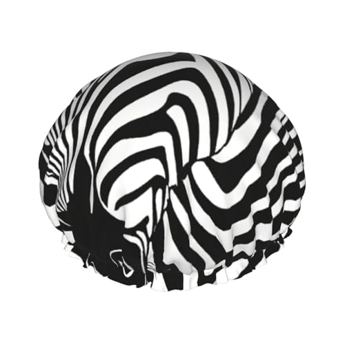 Doppelschichtige Duschhaube mit Zebra-Druck, für Damen und Herren, für den Heimgebrauch Doppelschichtige Duschhaube mit Zebra-Druck, für Damen und Herren, für den Heimgebrauch von LIXLZH