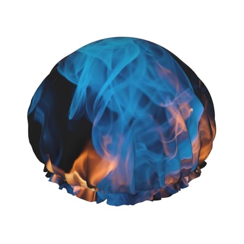 Doppelschichtige Duschhaube mit blauem Flammendruck, Baden, Duschhaube, für Damen und Herren, Duschhaube, Salon, Heimgebrauch Doppelschichtige Duschhaube mit blauem Flammendruck, Baden, Duschhaube, für Damen und Herren, Duschhaube, Salon, Heimgebrauch von LIXLZH