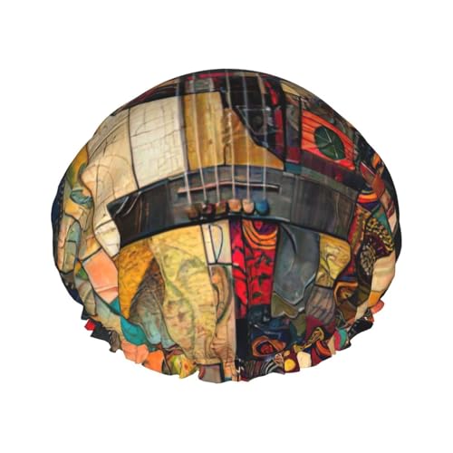 Duschhaube mit Kunst-Gitarren-Muster, doppellagig, für Damen und Herren, für den Heimgebrauch Duschhaube mit Kunst-Gitarren-Muster, doppellagig, für Damen und Herren, für den Heimgebrauch von LIXLZH