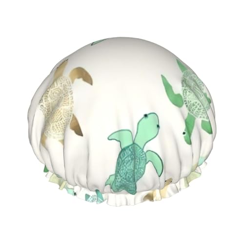 Duschhaube mit Schildkröten-Aufdruck, doppellagig, Baden, Duschhaube, für Damen und Herren, Duschhaube, Salon, Heimgebrauch Duschhaube mit Schildkröten-Aufdruck, doppellagig, Baden, Duschhaube, für Damen und Herren, Duschhaube, Salon, Heimgebrauch von LIXLZH